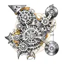 water color sketch style design featuring mechanical design  tattoo design idea