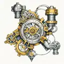 water color sketch style design featuring mechanical design  tattoo design idea