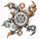 water color sketch style design featuring mechanical design  tattoo design idea