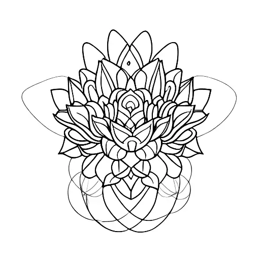 fine line, lotus flower, nature, symmetric, minimalist tattoo design idea