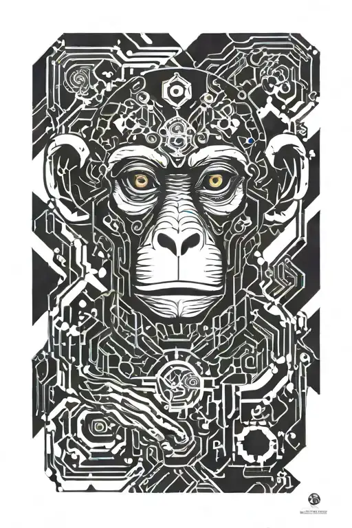monkey on black transfer paper, the paper ist shredded  tattoo design idea
