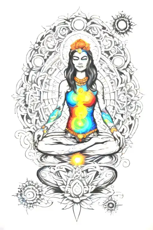 chakras meditation and nirvana tattoo design idea