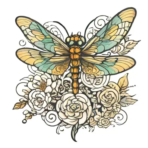 dragonfly flying tattoo design idea