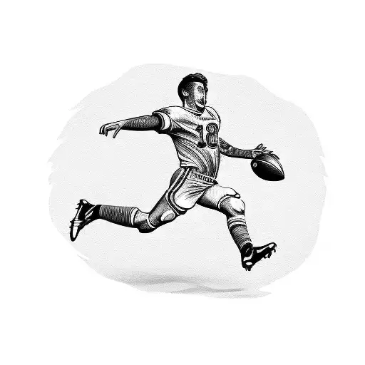 Football player kicking a beer bottle tattoo design idea