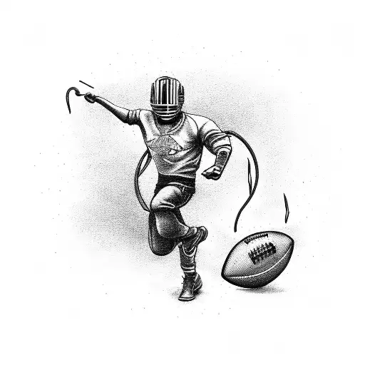 A group of friends playing football with welding tools tattoo design idea