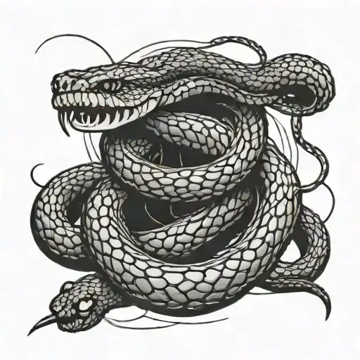 evil snake fighting tattoo design idea