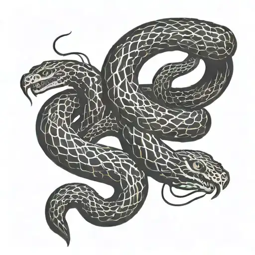 evil snake fighting tattoo design idea