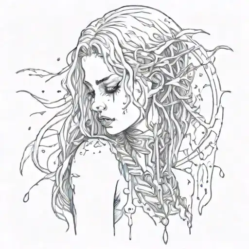 tears rain death girl  tattoo design idea