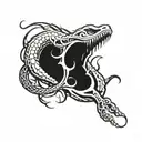 snake an coyfish skeleton  tattoo design idea