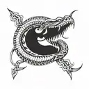 snake an coyfish skeleton  tattoo design idea