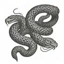 evil snake fighting tattoo design idea