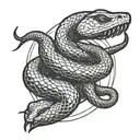 evil snake fighting tattoo design idea