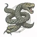 evil snake fighting tattoo design idea