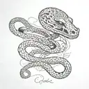 snake an coyfish skeleton  tattoo design idea