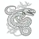 snake an coyfish skeleton  tattoo design idea