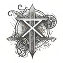 A minimalist design of Yahweh's name in a stylized font with a subtle cross incorporated tattoo design idea