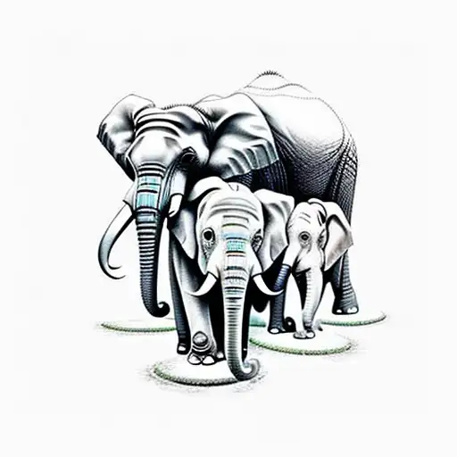 elephant family tattoo design idea
