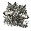 two wolves skoll tattoo design idea
