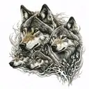 two wolves skoll tattoo design idea