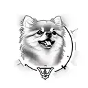 A technological circuitry design incorporating a Pomeranian dog tattoo design idea
