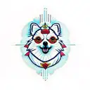 A technological circuitry design incorporating a Pomeranian dog tattoo design idea