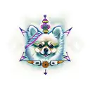 A technological circuitry design incorporating a Pomeranian dog tattoo design idea