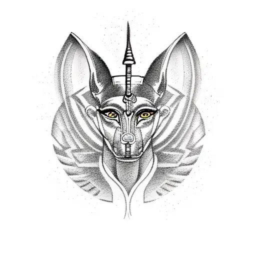 Create a tattoo inspired by Egyptian mythology, featuring Anubis or a pharaoh, with intricate blackwork details tattoo design idea