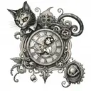 A tattoo combining elements of Alice in Wonderland and Alice Madness Returns, such as the Cheshire Cat and the Queen of Hearts tattoo design idea