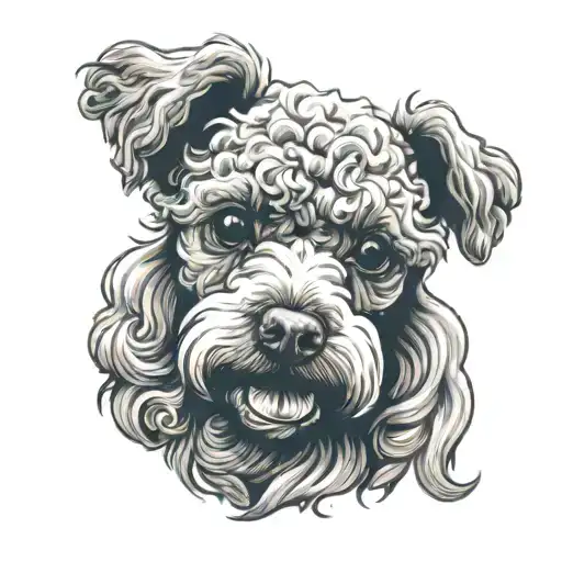 toy poodle head surrounded tattoo design idea