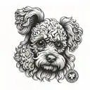 toy poodle head surrounded tattoo design idea
