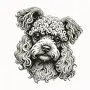 toy poodle head surrounded tattoo design idea