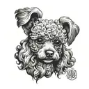 toy poodle head surrounded tattoo design idea
