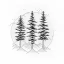 three pine trees with a mountain backdrop tattoo design idea