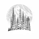 three pine trees with a mountain backdrop tattoo design idea