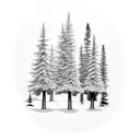 three pine trees with a mountain backdrop tattoo design idea