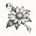 small daisy with rain drop falling tattoo design idea
