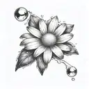 small daisy with rain drop falling tattoo design idea