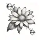 small daisy with rain drop falling tattoo design idea