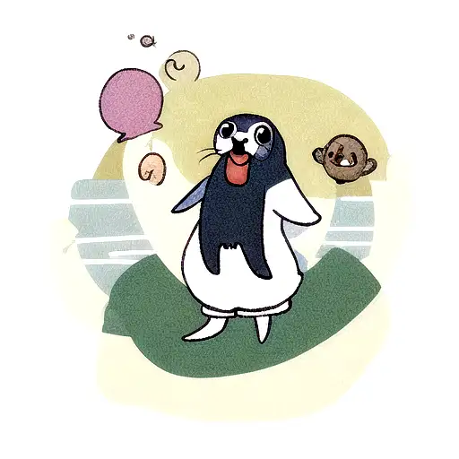 A Seal holding a pepple tattoo design idea