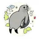 A Seal holding a pepple tattoo design idea