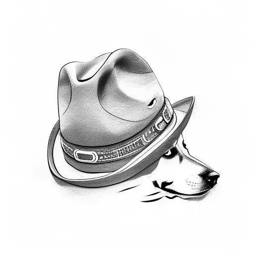 dog with cowboy hat tattoo design idea