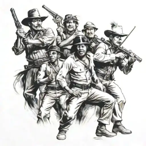 Mississippi band of Choctaw indians fighting classic 1920's gangsters tattoo design idea
