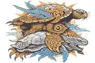turtle and lion tattoo design idea