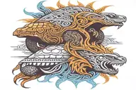 turtle and lion tattoo design idea