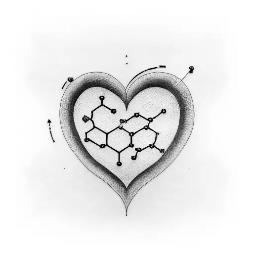 A minimalist tattoo of a caffeine molecule shaped like a heart, representing the client's passion for coffee and their love for nursing tattoo design idea