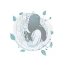 A web developer singing melodiously while surrounded by a serene nature landscape tattoo design idea