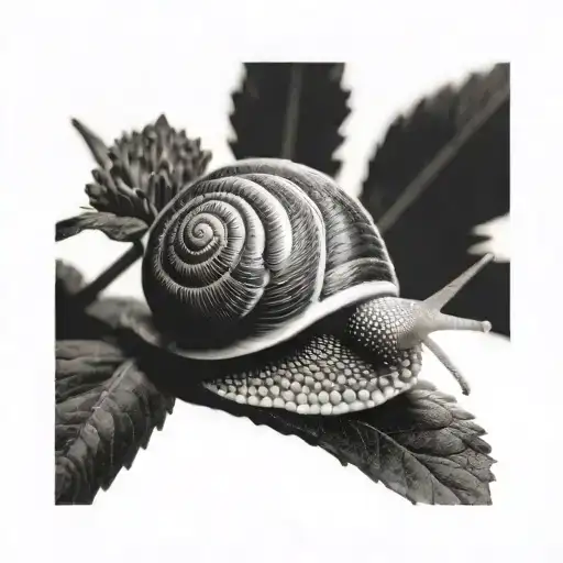 small 3d realistic snail for women, feminine   tattoo design idea