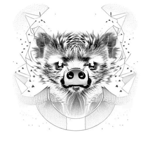 Honey Badger Head, Cheetah Head, Pig Head, Connected by chain. tattoo design idea