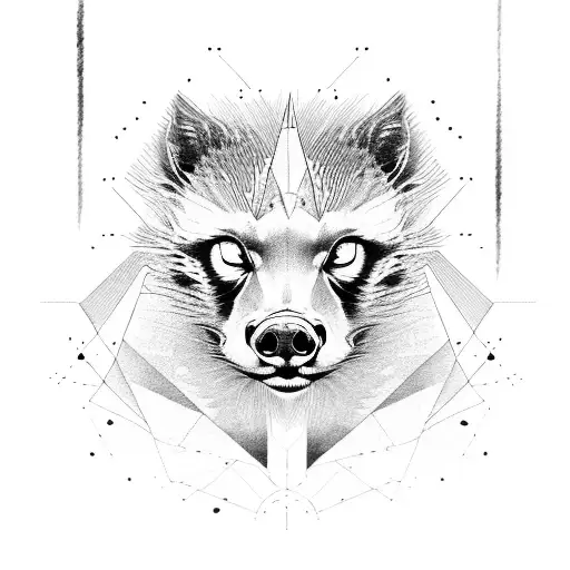 Abstract geometric design of honey badger, cheetah and pig tattoo design idea