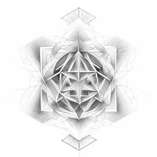 A powerful Metatron's Cube symbol with a touch of realism tattoo design idea